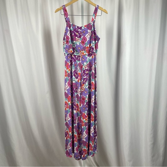 SheIn Large Floral Boho Retro Jumpsuit Spring Summer Flowy Wide Leg Hippie - Picture 1 of 7